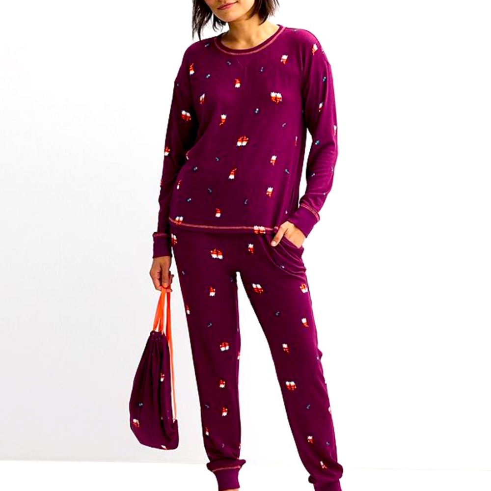 Sonoma Plum Burgundy Printed Pajama Set